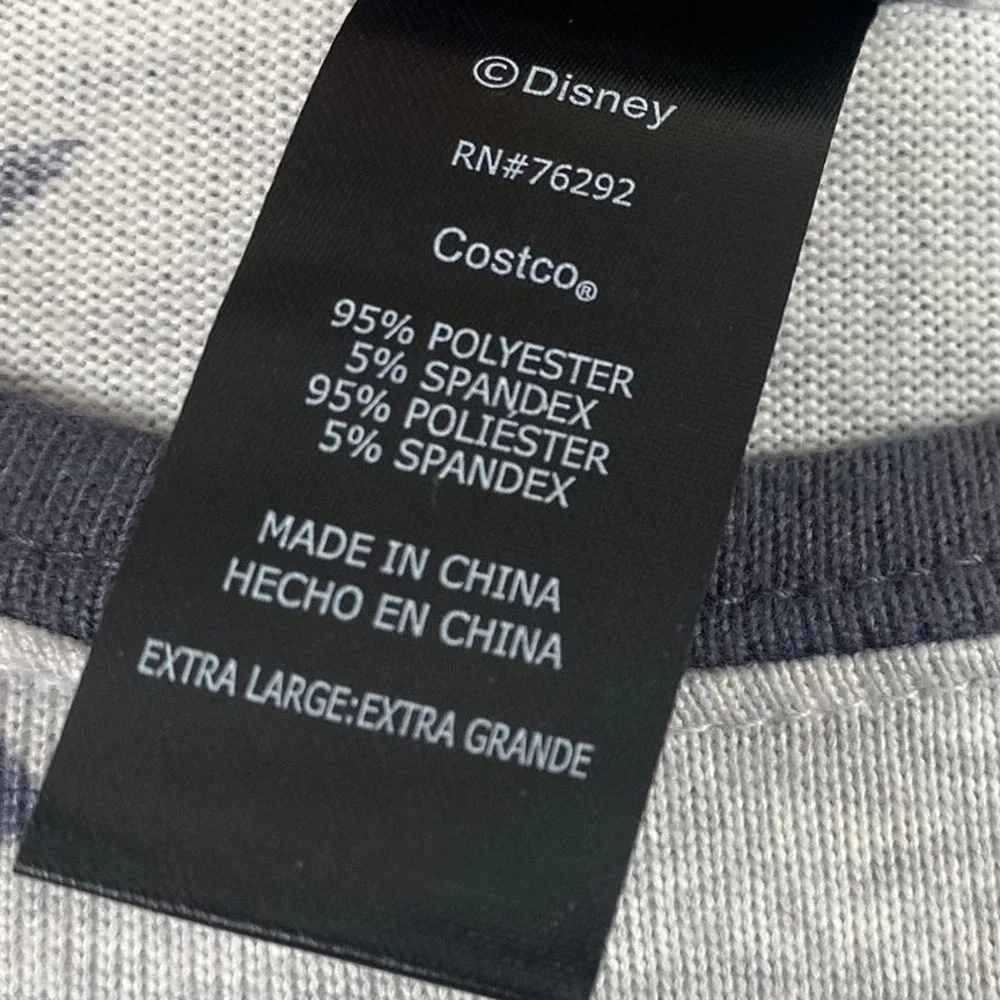 Disney Womens XL Pajama Set Grey Mickey Mouse Star Print Long Sleeve Joggers